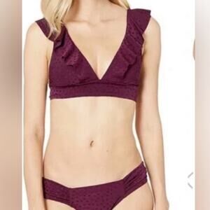 Robin Piccone Maroon Ruffle Bikini Swimsuit